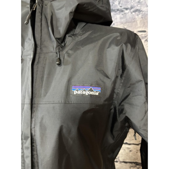 Patagonia Jacket Womens Small Black Torrentshell Rain Hooded RXBAR Logo Nylon - Picture 3 of 16